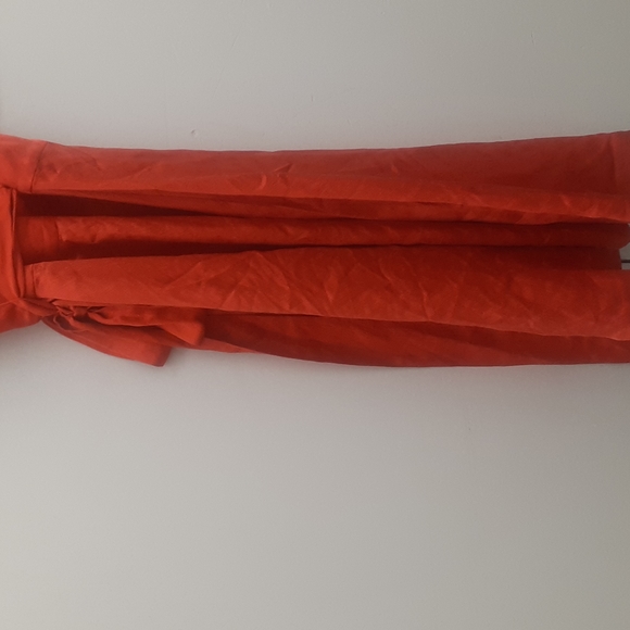 Banana republic Tangerine orange wrap dress 100% Silk plunge V Neck - Picture 7 of 9